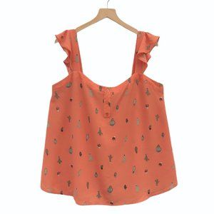 Torrid Plus Size Coral Cactus Blouse - Size 2X
